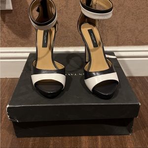 black and white heels